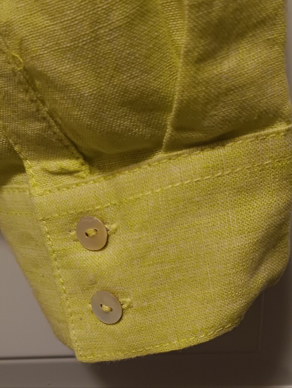 Sigrid Olsen| 100% Linen Button Down Tunic Chartreuse Relaxed Oversize  Sz L - Picture 4 of 16